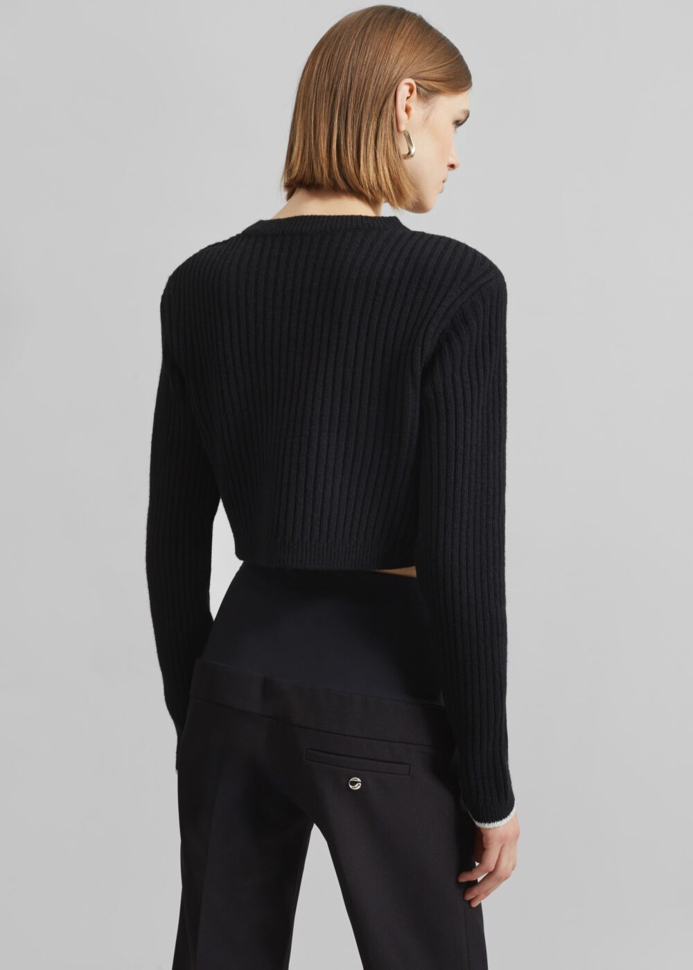 Ritsem Cropped Ribbed Wool Sweater - Black - Image 6