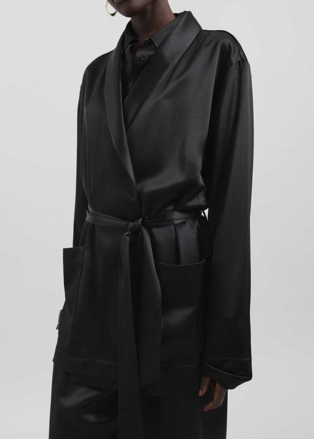 Scarlett Satin Kimono Jacket - Black - Image 3
