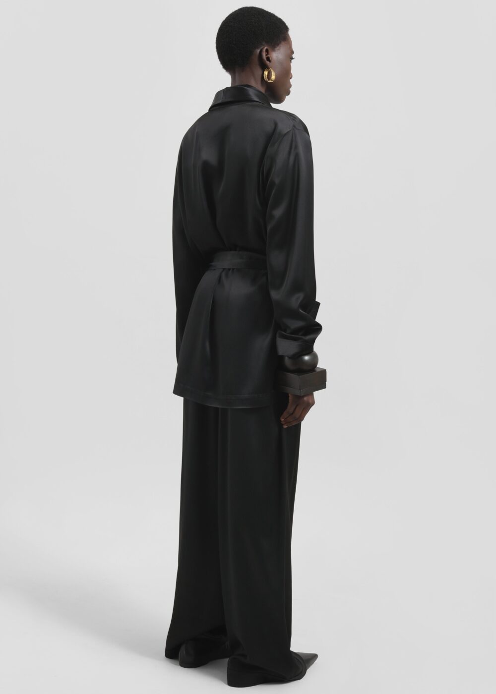 Scarlett Satin Kimono Jacket - Black - Image 5