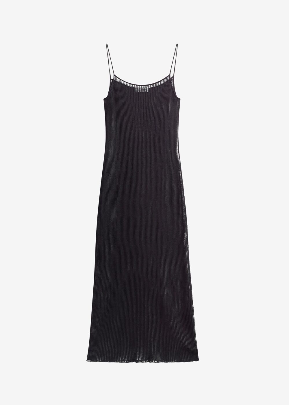 Sienna Semi Sheer Ribbed Dress - Black - Image 8