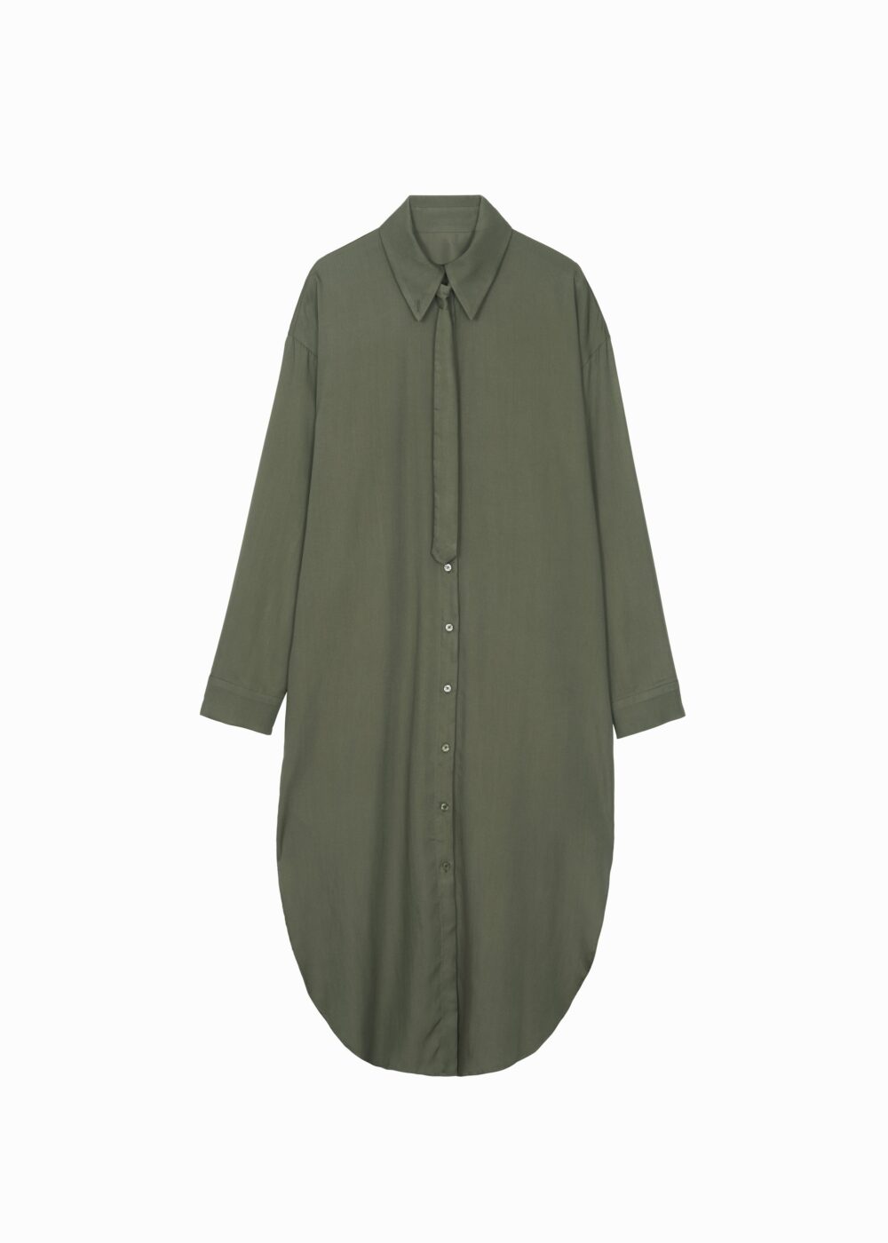 Silvan Neck Tie Shirt Dress - Olive - Image 10