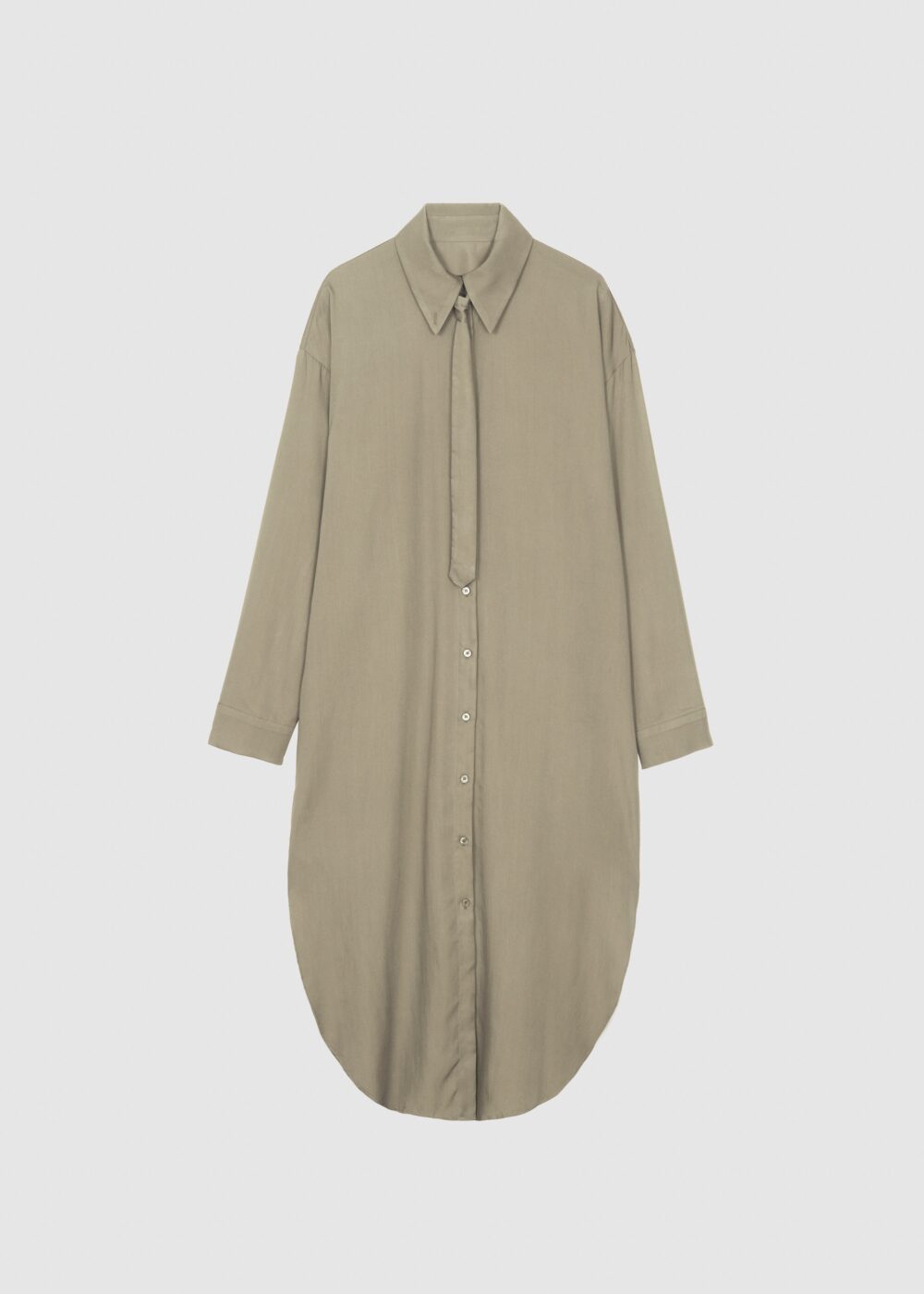 Silvan Neck Tie Shirt Dress - Taupe - Image 9
