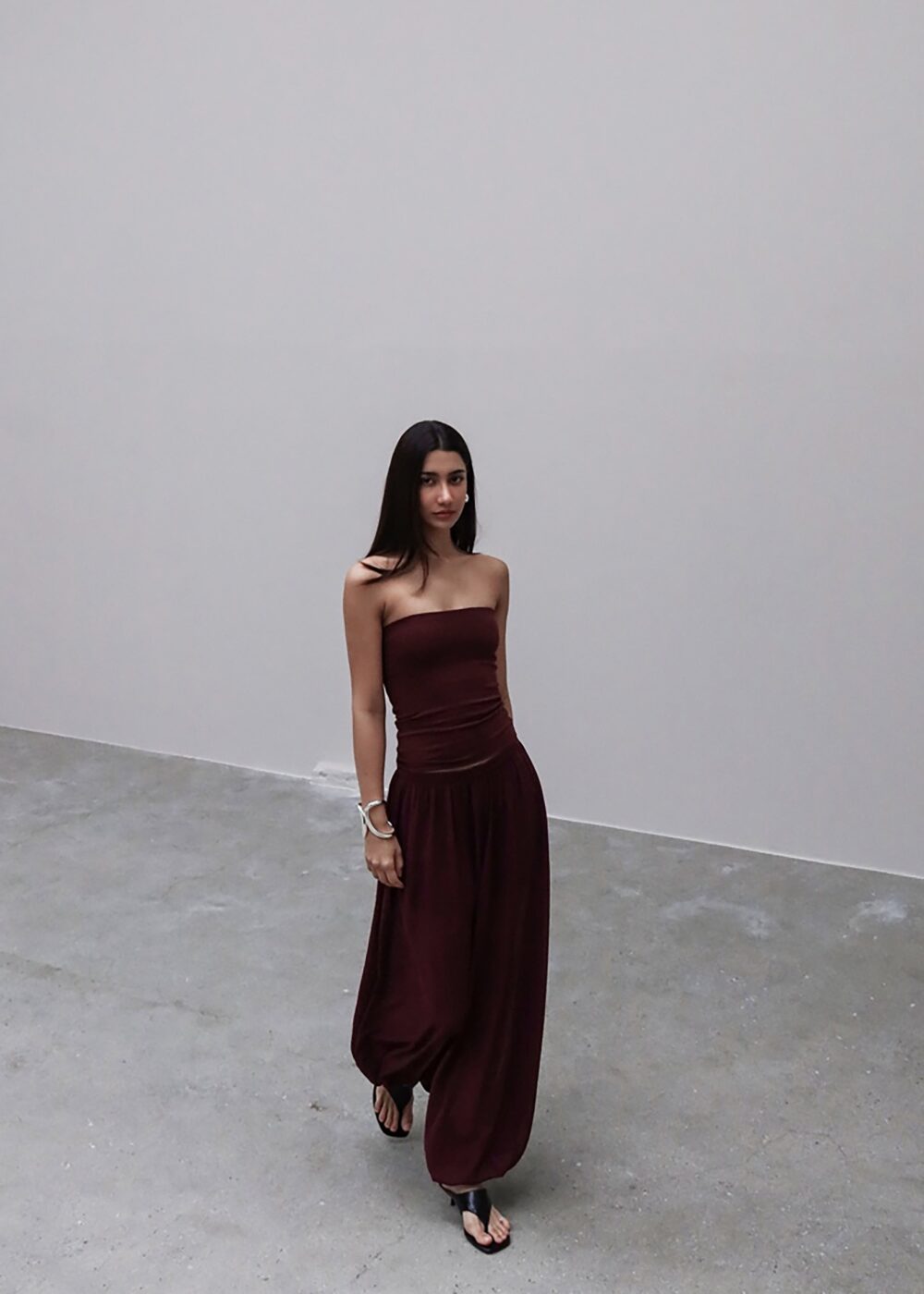 Solrae Fluid Balloon Pants - Burgundy - Image 8