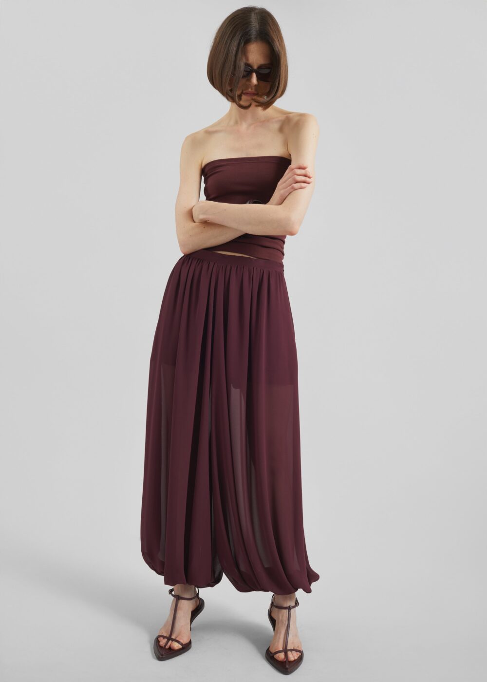 Solrae Fluid Balloon Pants - Burgundy - Image 9