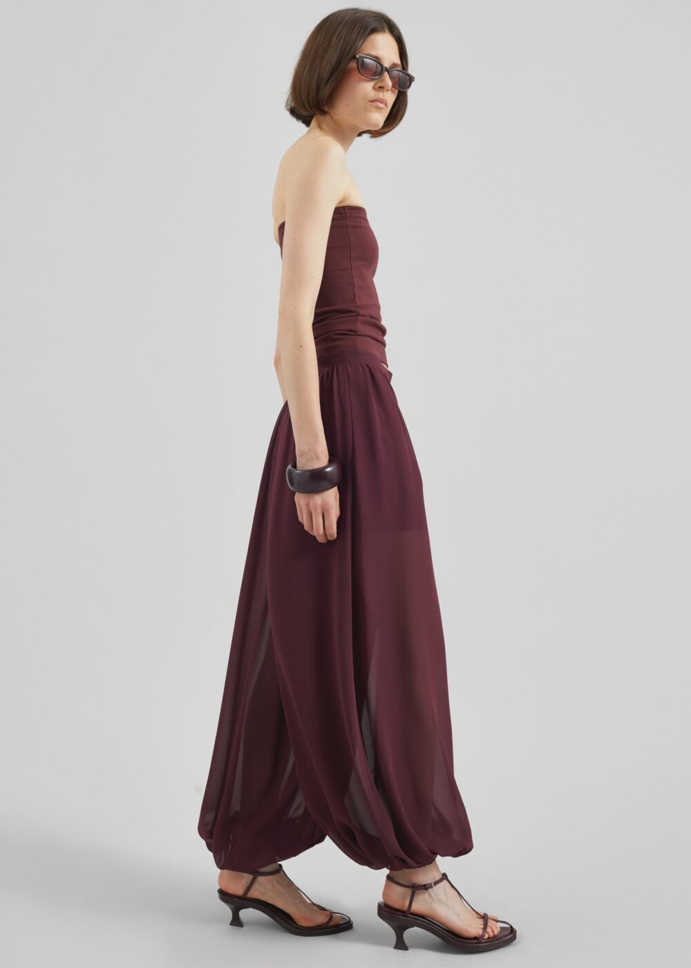 Solrae Fluid Balloon Pants - Burgundy - Image 10