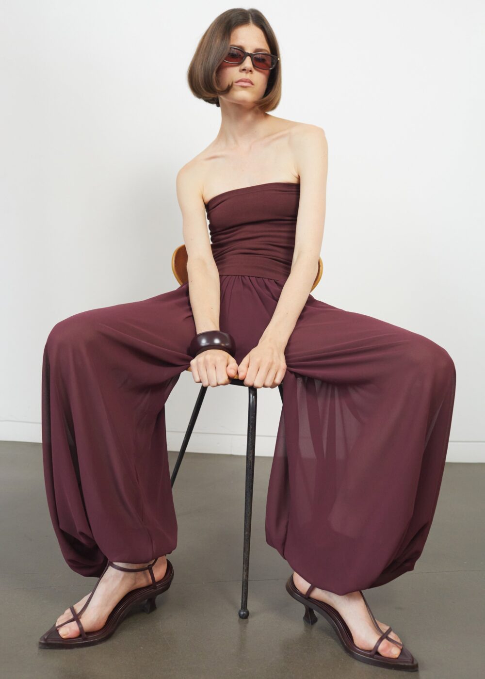 Solrae Fluid Balloon Pants - Burgundy - Image 7