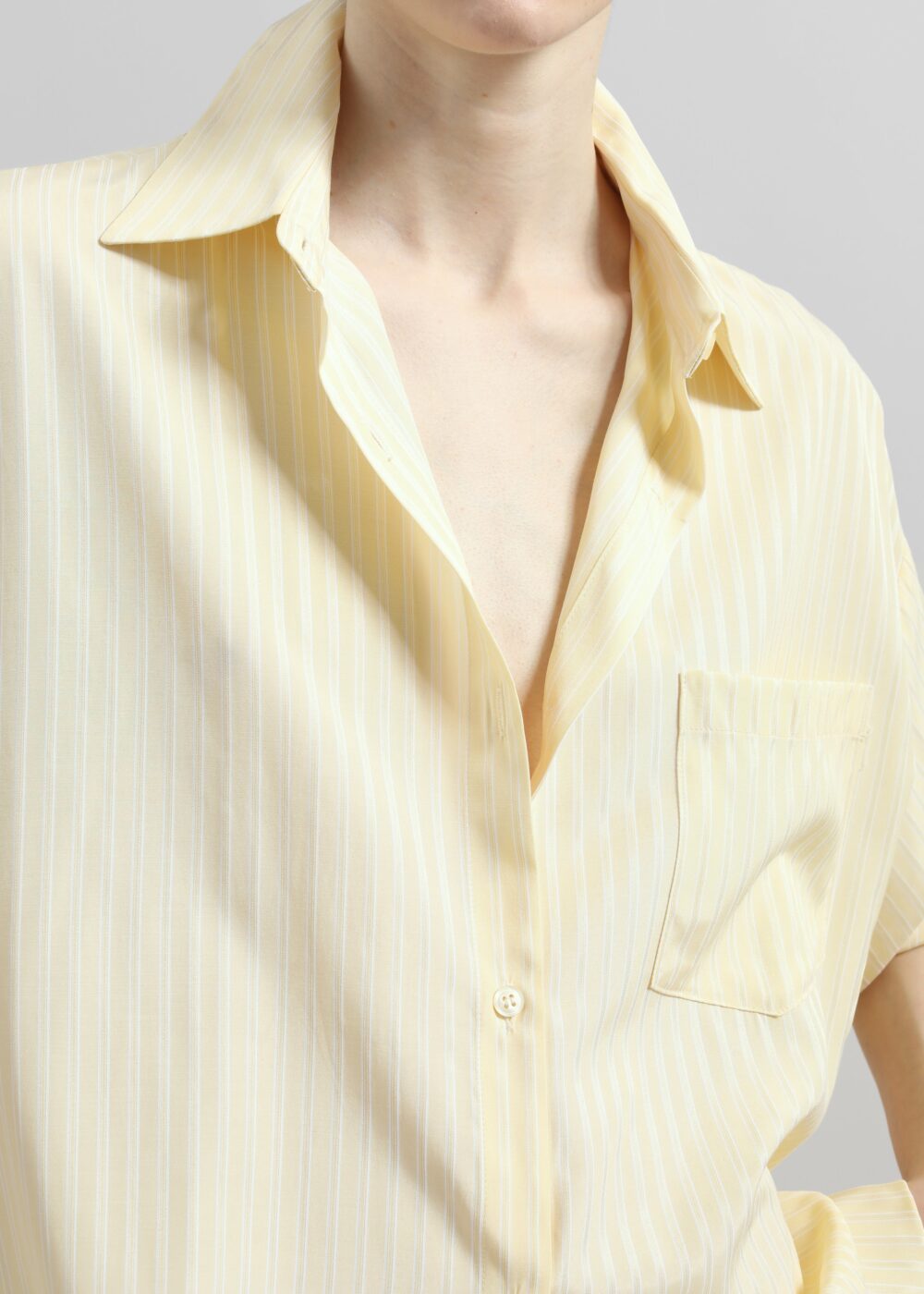 Sukma Striped Oversized Shirt - Pale Yellow - Image 3