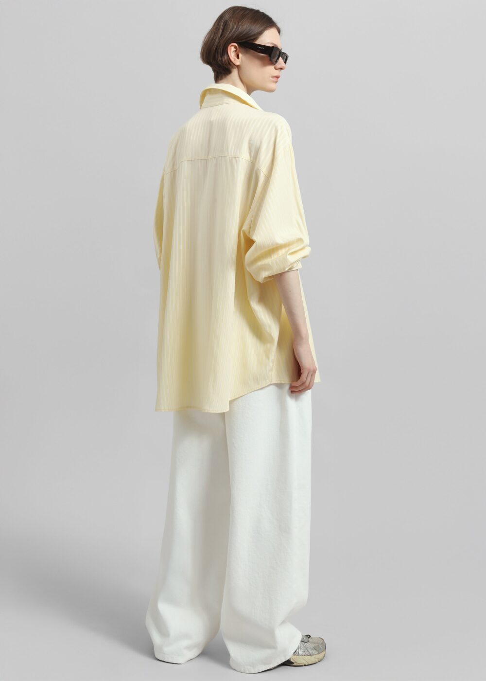 Sukma Striped Oversized Shirt - Pale Yellow - Image 6