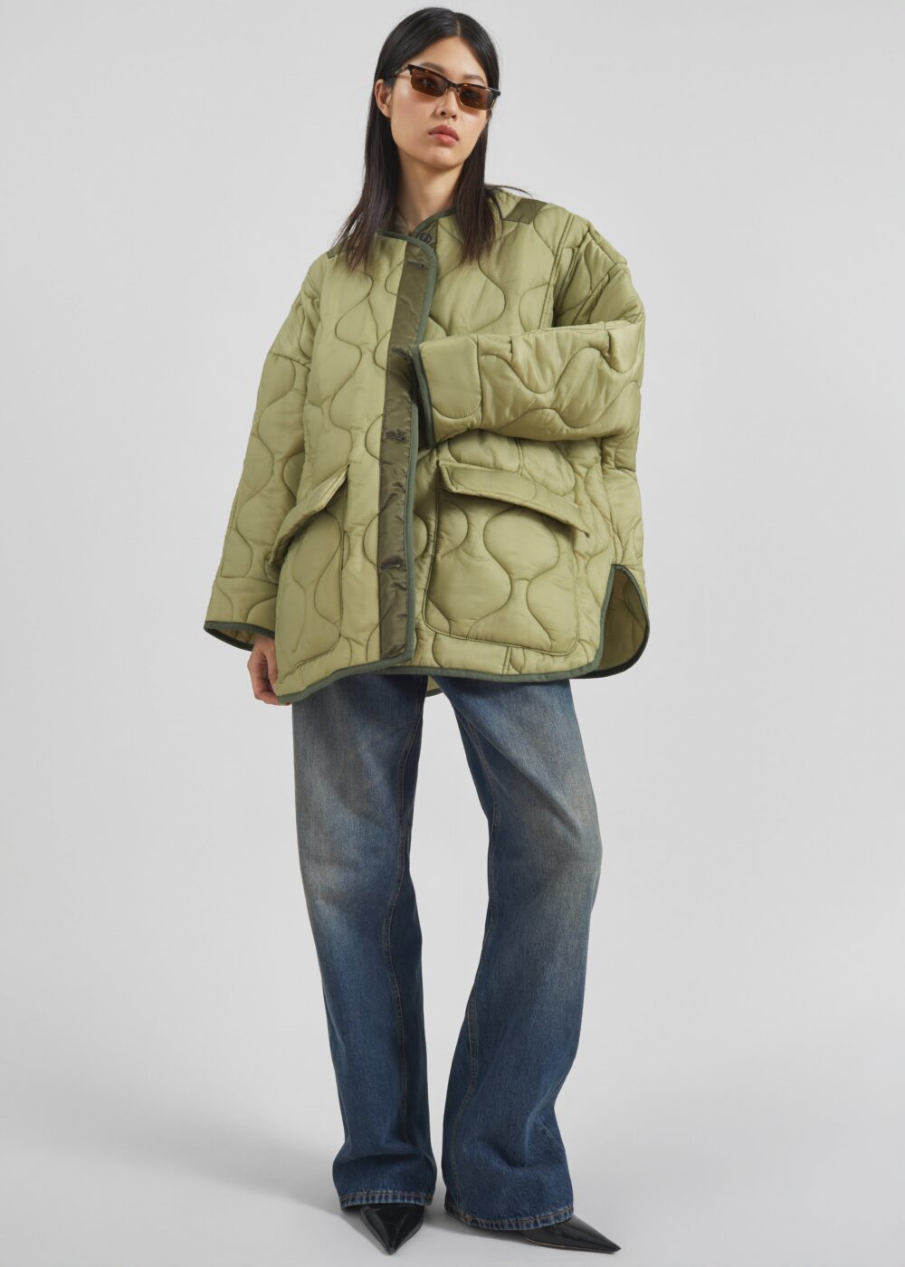 Teddy Quilted Jacket - Moss Green - Image 8
