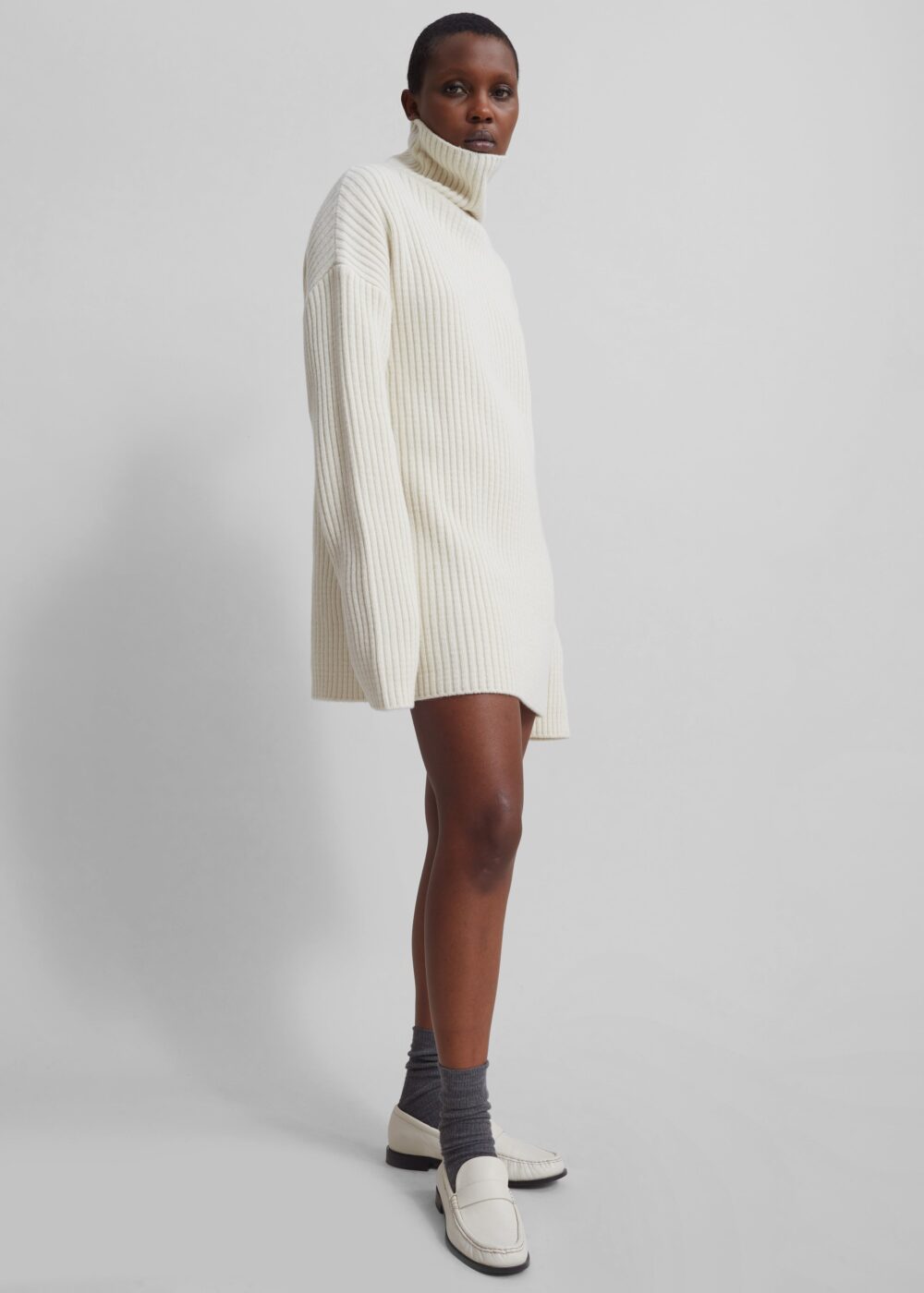 Thelma Ribbed Sweater Dress - Cream - Image 10