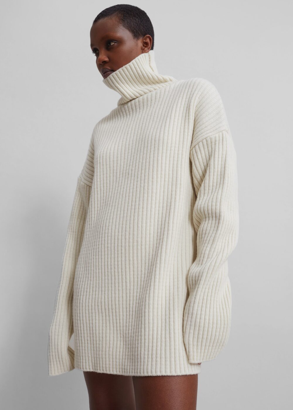 Thelma Ribbed Sweater Dress - Cream - Image 8