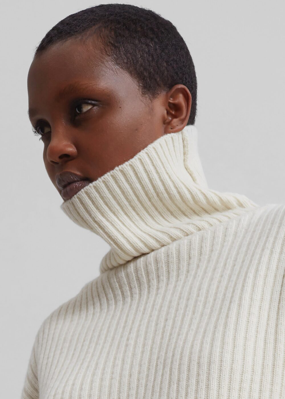 Thelma Ribbed Sweater Dress - Cream - Image 9