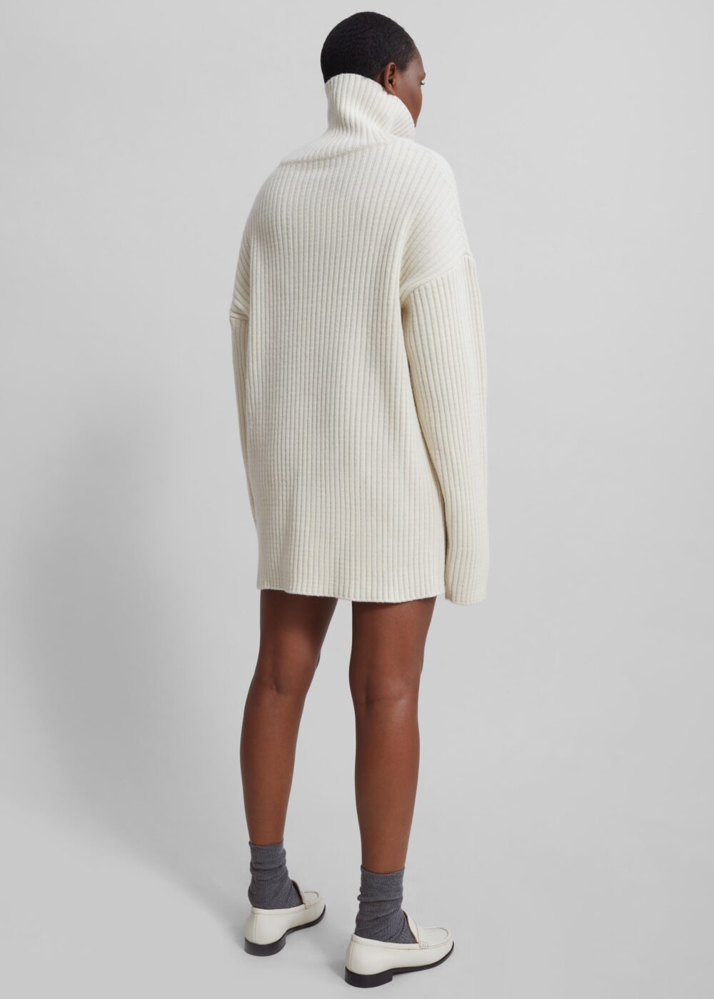 Thelma Ribbed Sweater Dress - Cream - Image 13