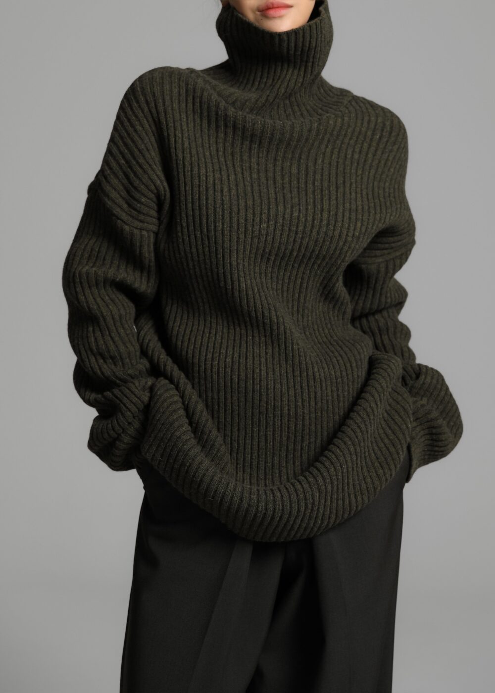 Thelma Ribbed Sweater Dress - Khaki - Image 13