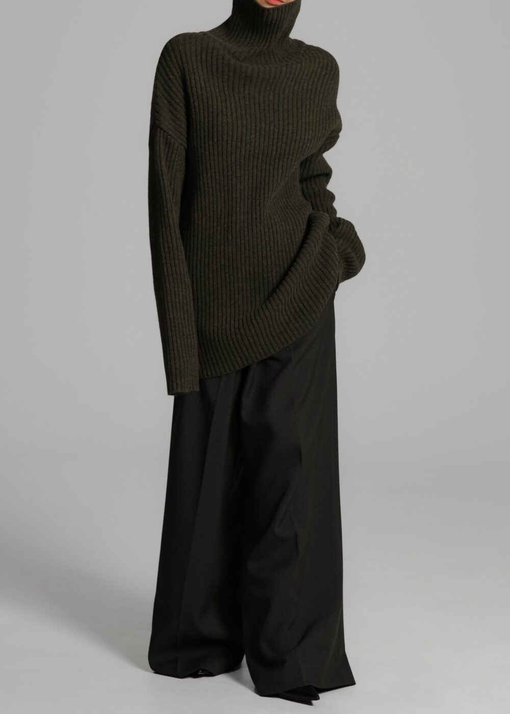 Thelma Ribbed Sweater Dress - Khaki - Image 7