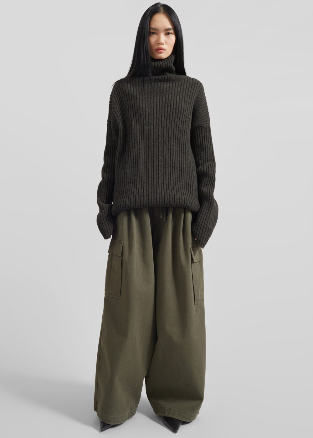 Thelma Ribbed Sweater Dress - Khaki - Image 4