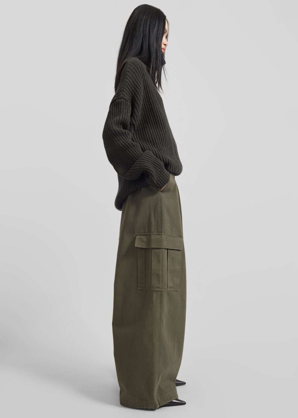 Thelma Ribbed Sweater Dress - Khaki - Image 8