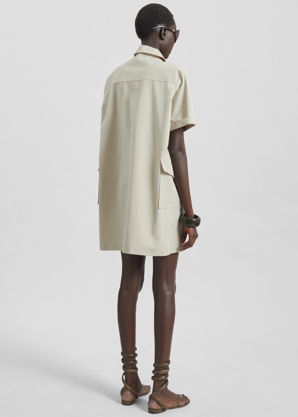 Tilba Polo Mini Dress - Beige - Image 6