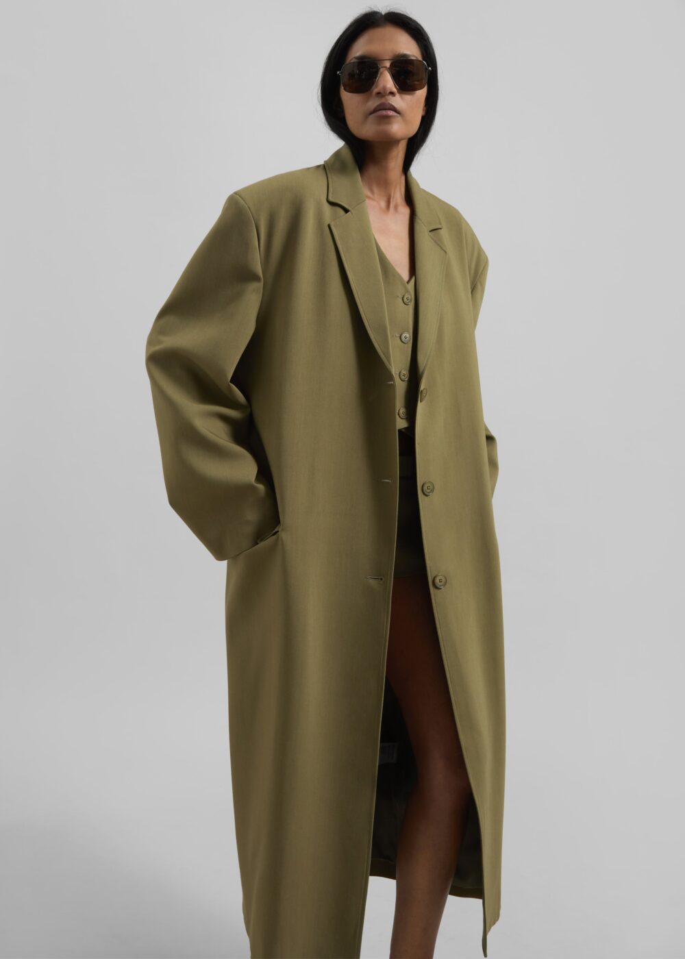 Tribeca Long Coat - Khaki - Image 4