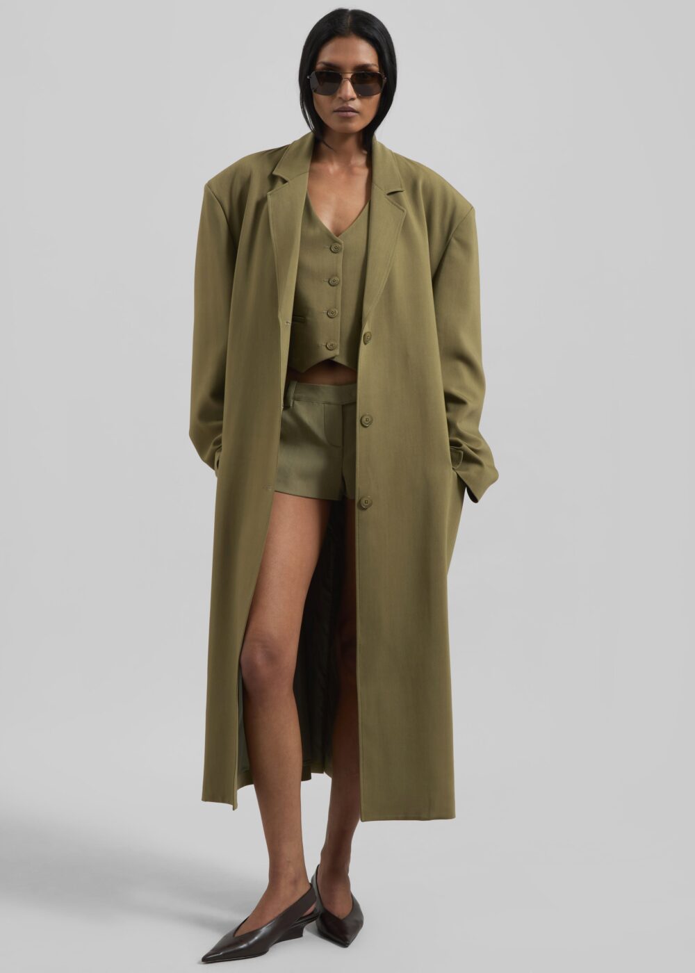 Tribeca Long Coat - Khaki - Image 5