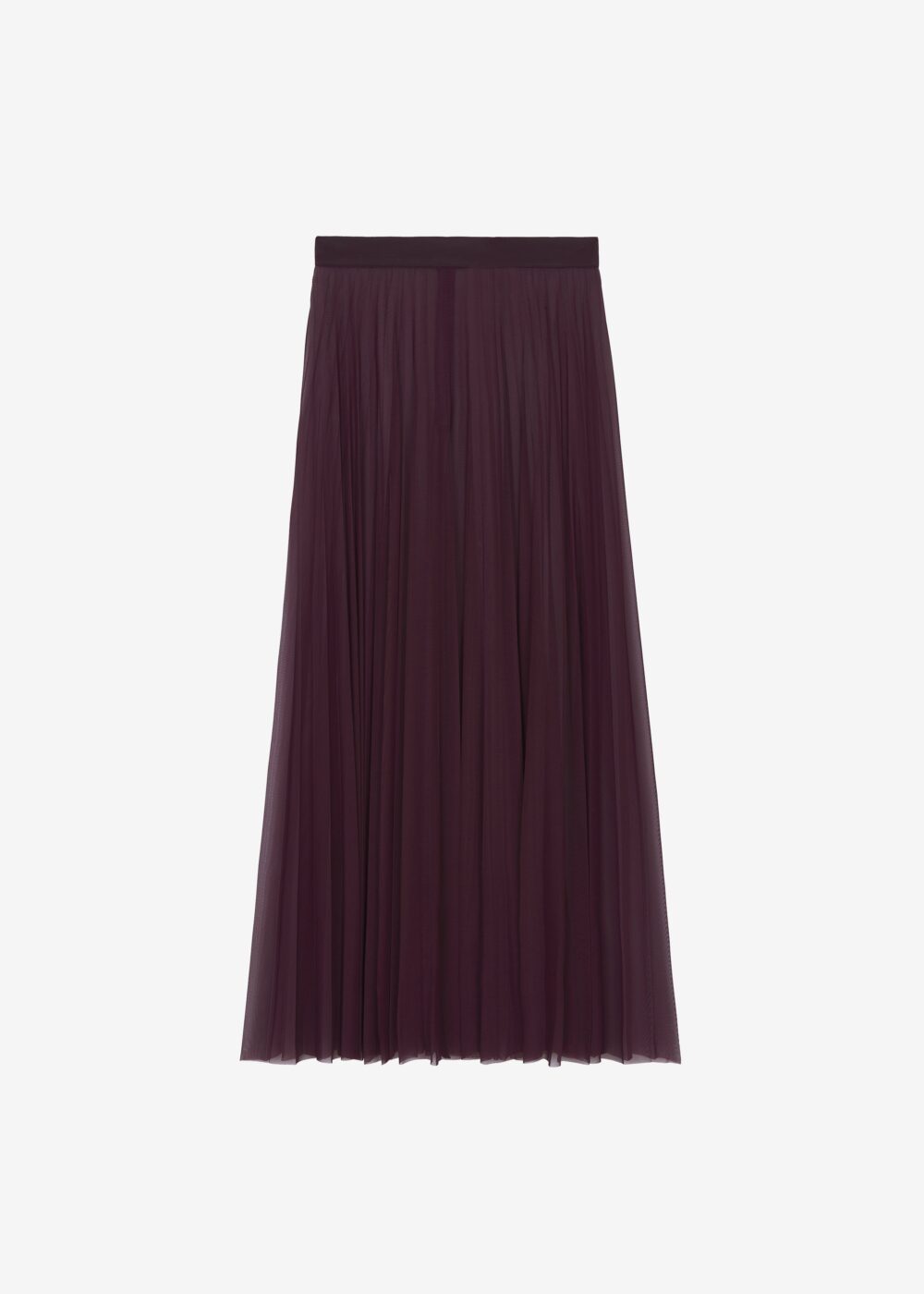 Vallen Pleated Mesh Maxi Skirt - Burgundy - Image 12