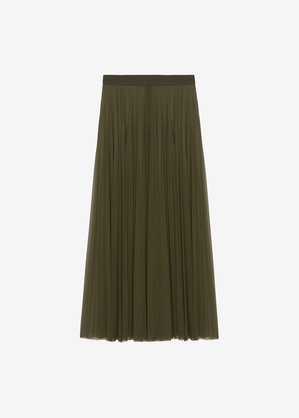 Vallen Pleated Mesh Maxi Skirt - Khaki - Image 11