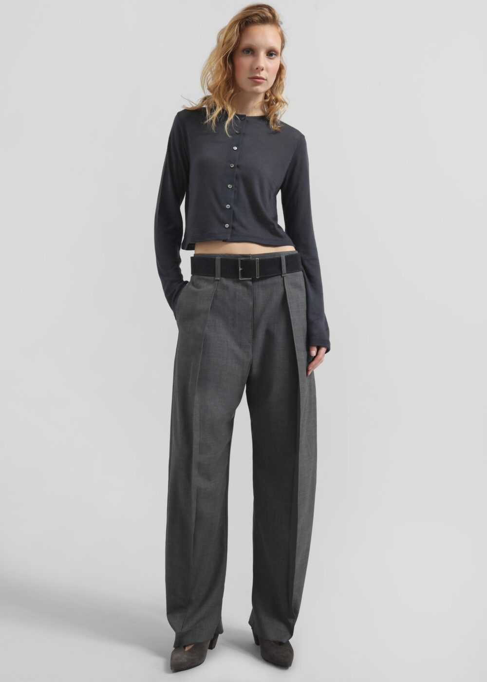 Vinni Thin Wool Cardigan - Navy - Image 4