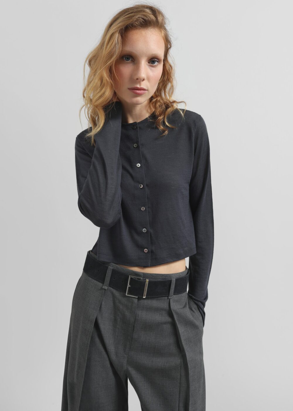Vinni Thin Wool Cardigan - Navy - Image 5